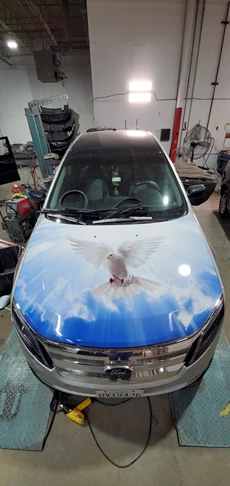 Vehicle hood wrap for personal car